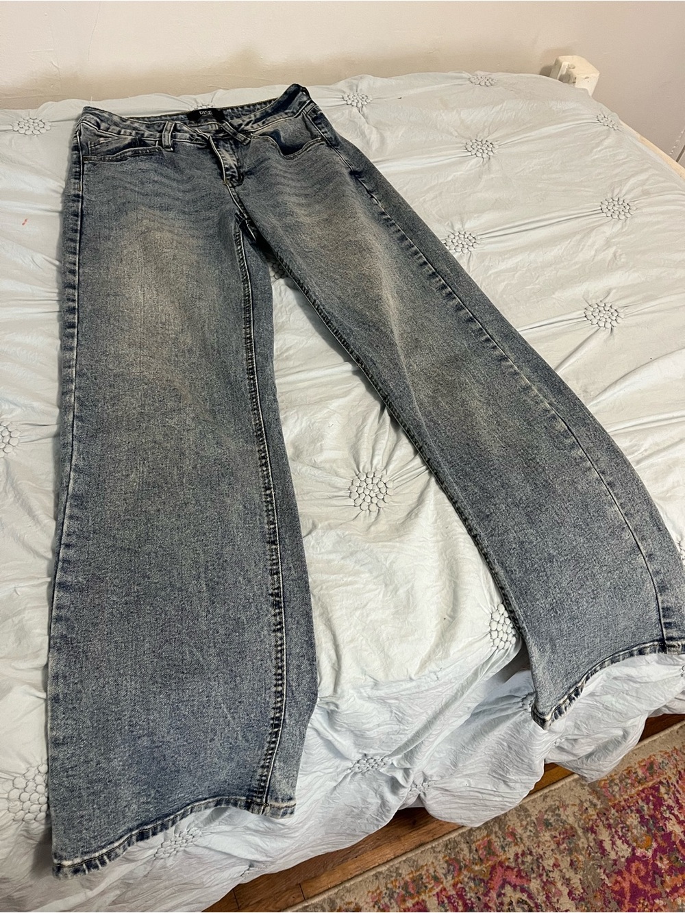 Women’s Wide Leg Grey Acid Wash Jeans